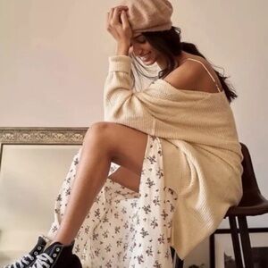 Free People “Out & About” Maxi Dress, Cream, Sz Small, EEUC